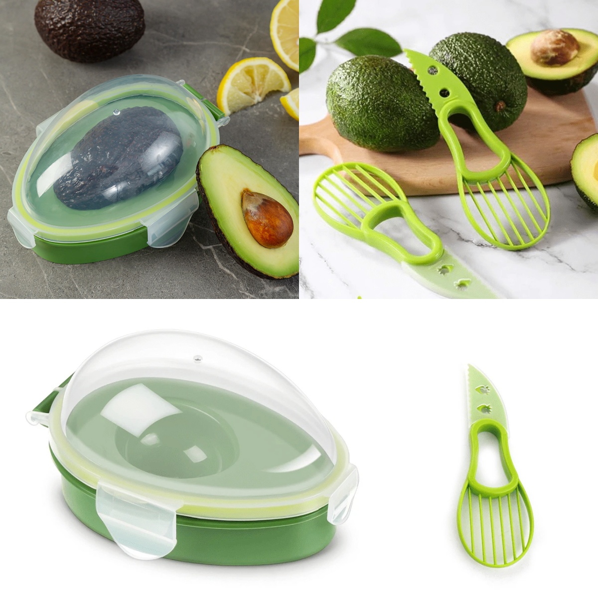 Avocado Slicer Tool - Contenitore per Avocado Riutilizzabile, Salva-Spazio, per